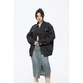 Unisex Jacket Spring and Autumn Retro Lapels Jacket Overalls